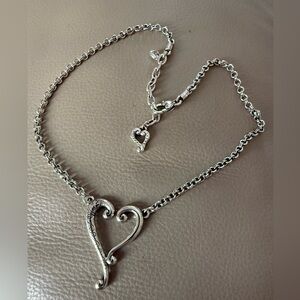 Brighton Silver Swirl Heart Necklace